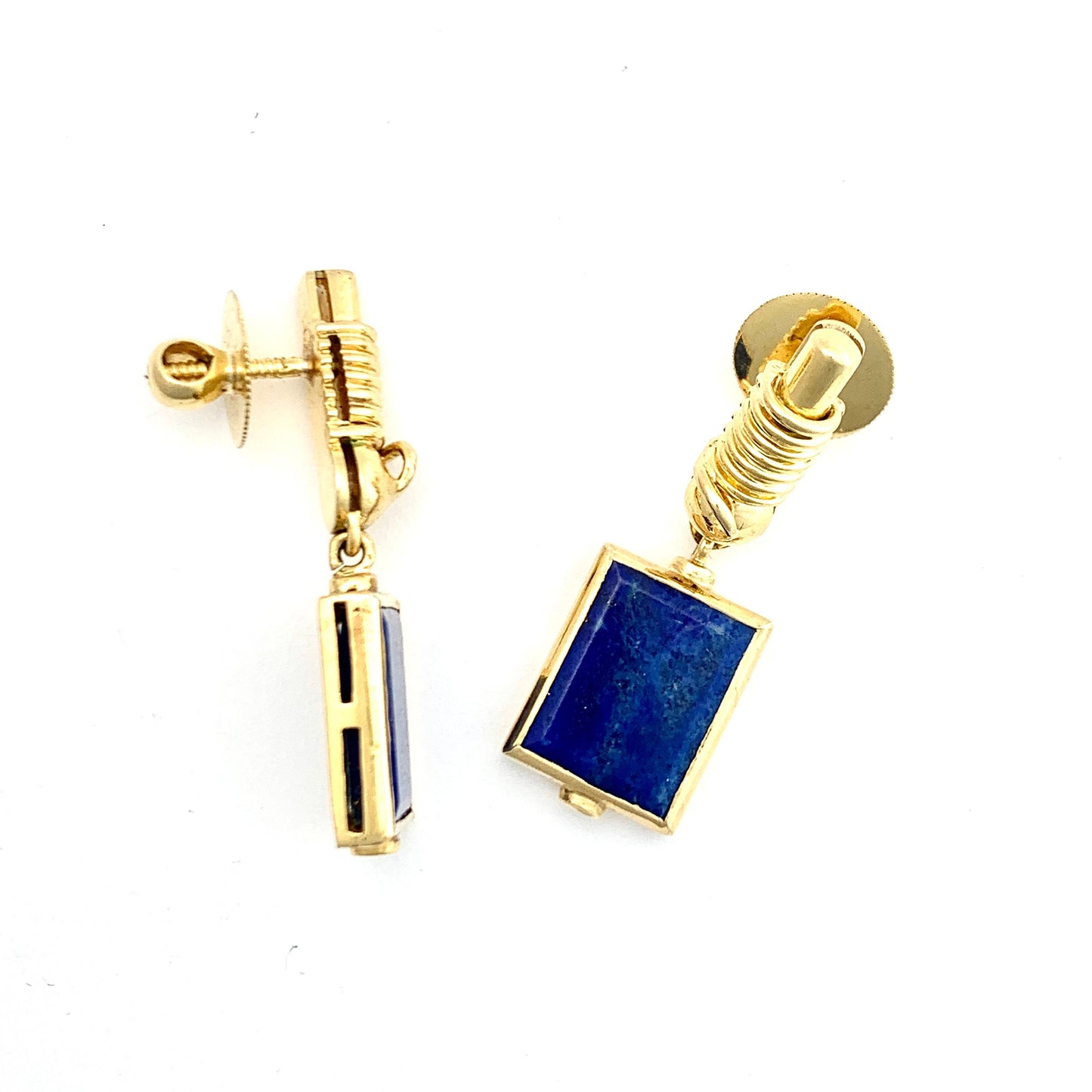 Rare Solid 18CT Gold Vintage Lapis Lazuli Earrings