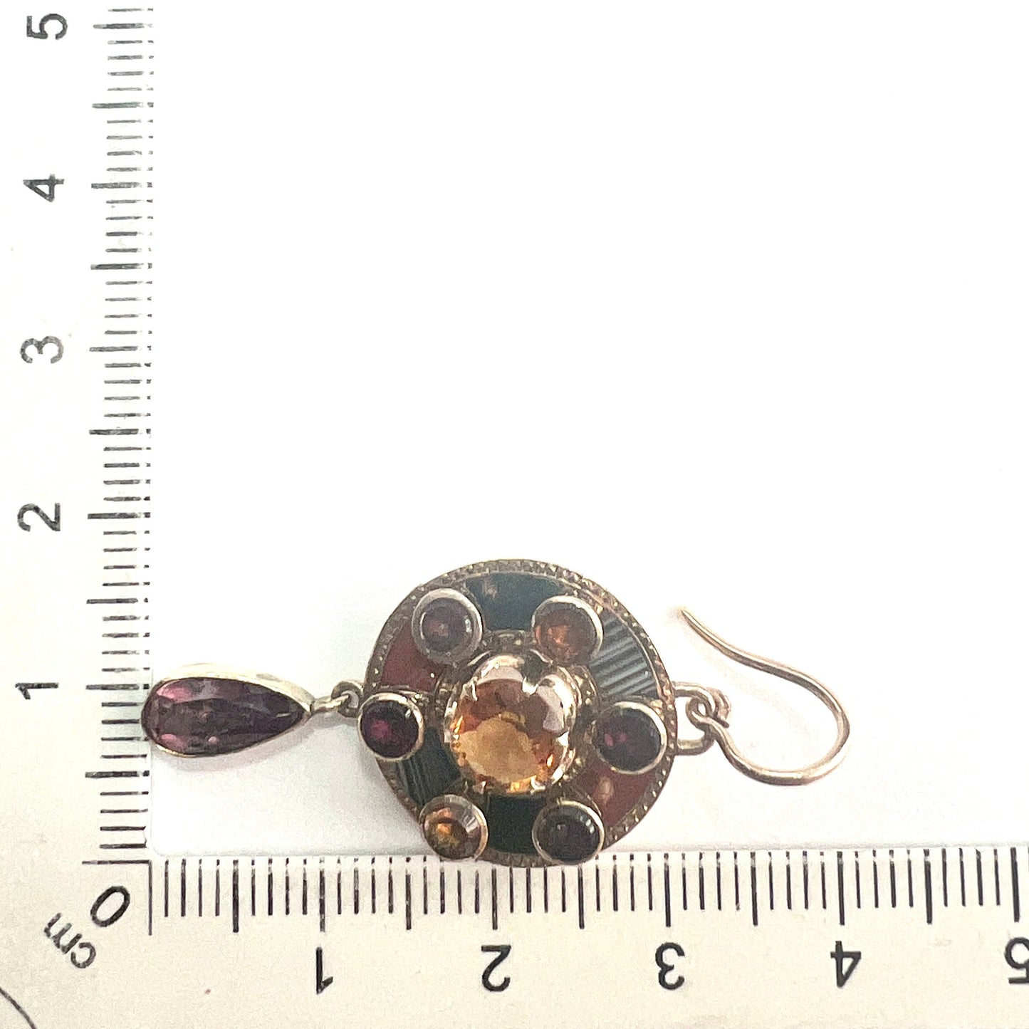 Rare Victorian 9CT Gold Scottish Agate Gemstone Pendant Earrings