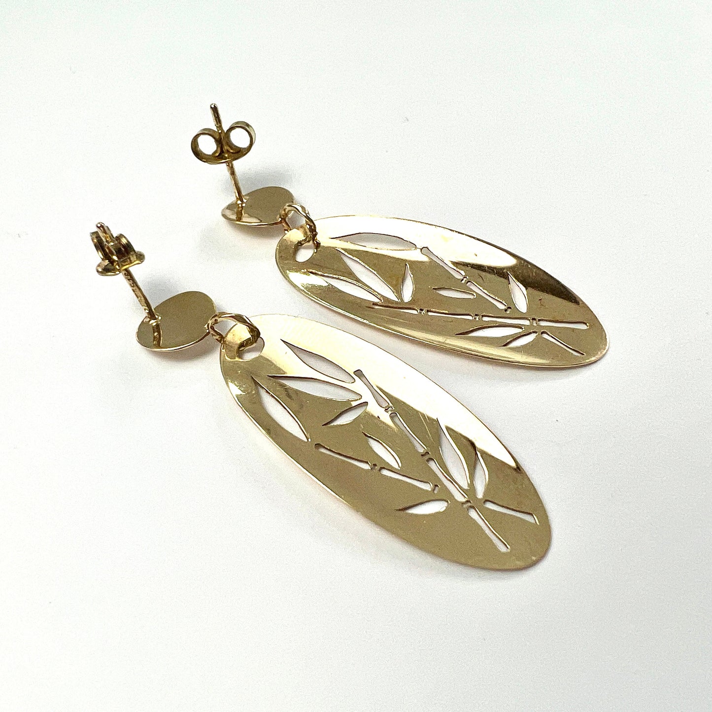 Vintage 9CT Gold Bamboo Cutout Earrings