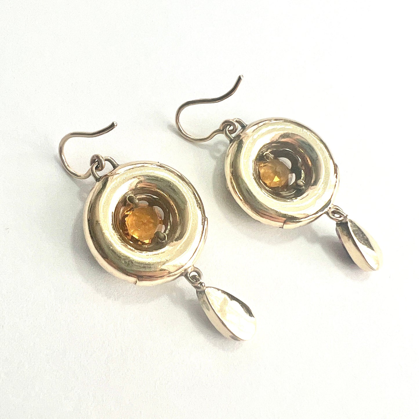 Rare Victorian 9CT Gold Scottish Agate Gemstone Pendant Earrings