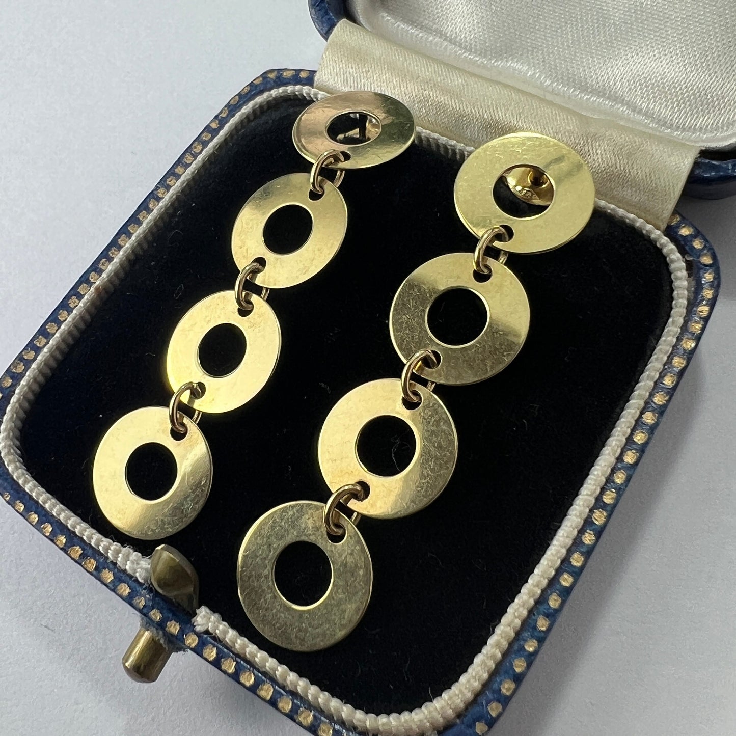 Vintage 9CT Gold Disc Chain Earrings