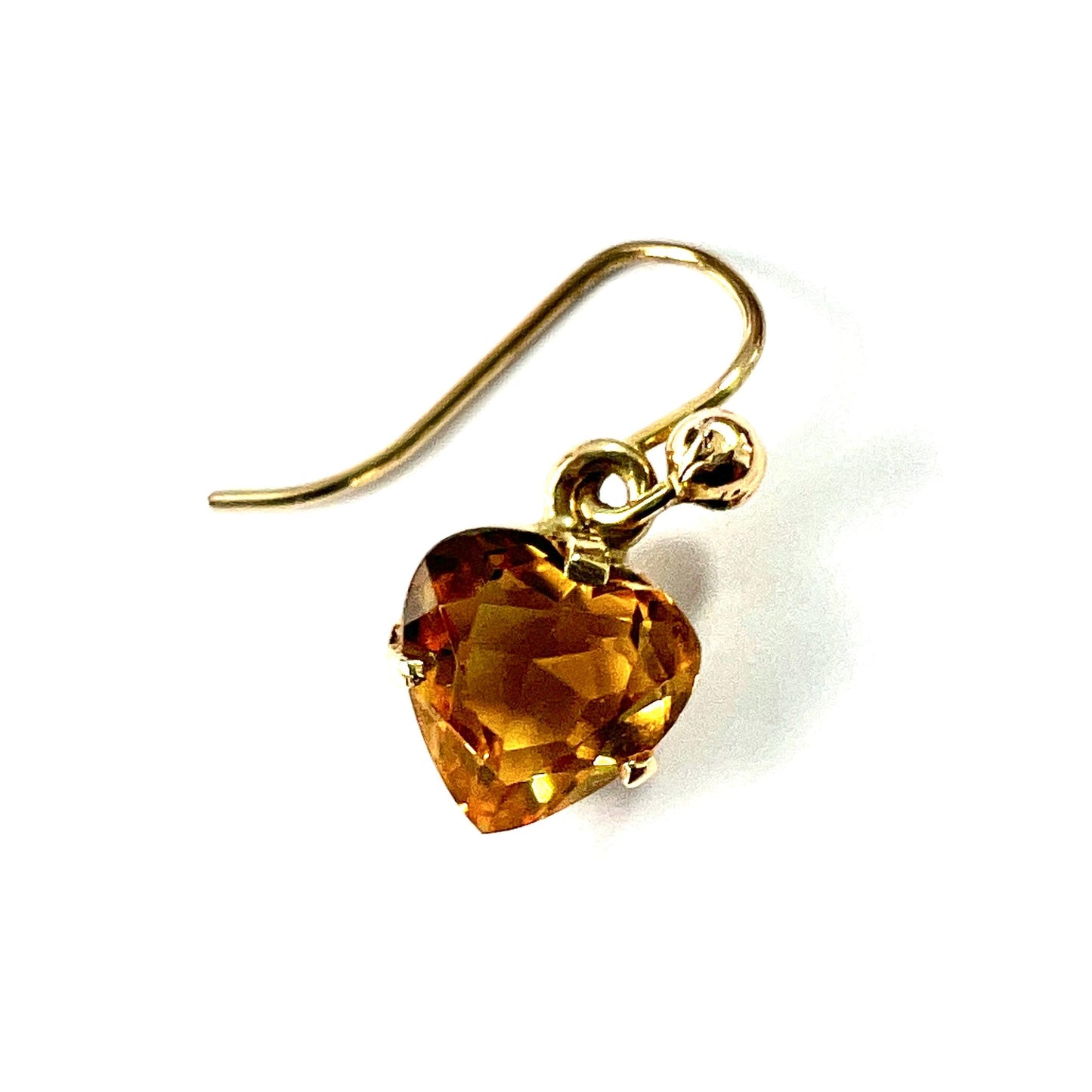 Tiny Vintage Deakin & Francis 9CT Gold Citrine Heart Drop • Single Earring