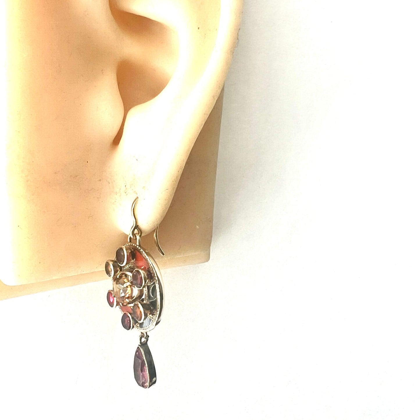 Rare Victorian 9CT Gold Scottish Agate Gemstone Pendant Earrings