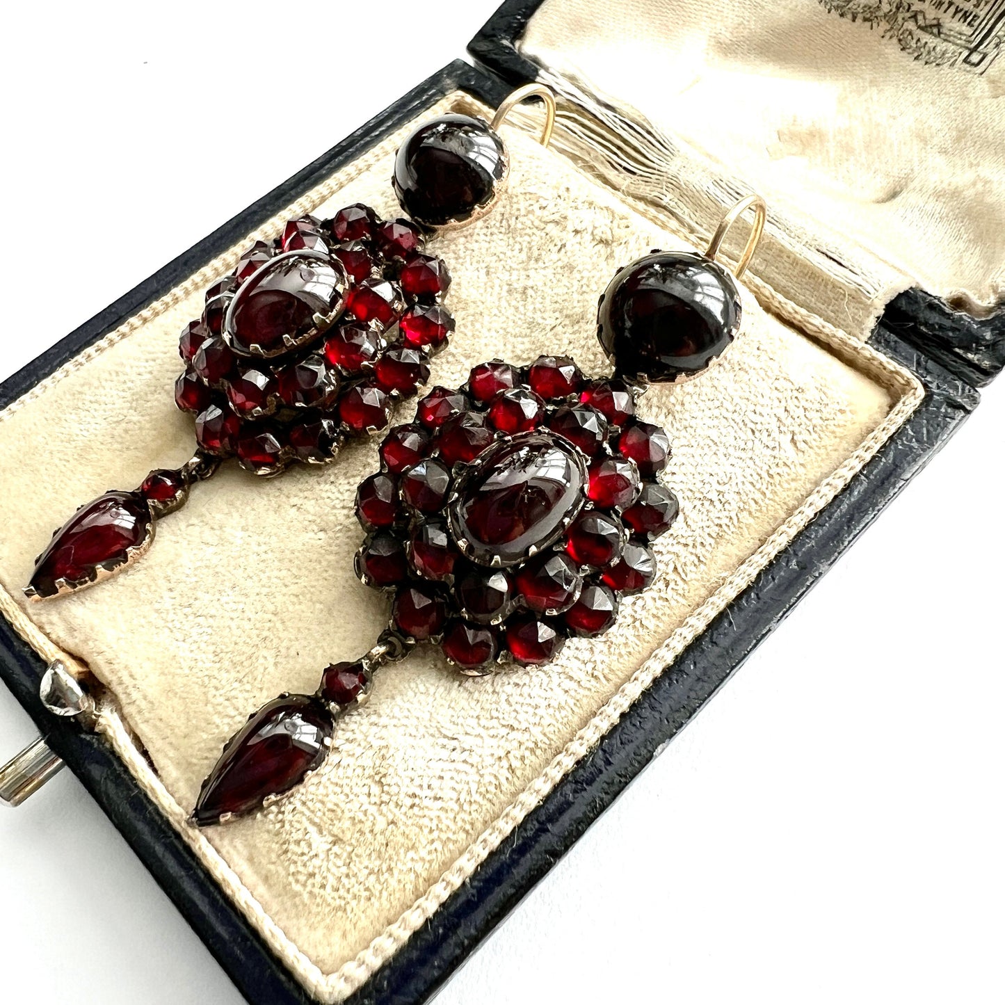 Victorian 9CT Gold Bohemian Garnet Chandelier Earrings