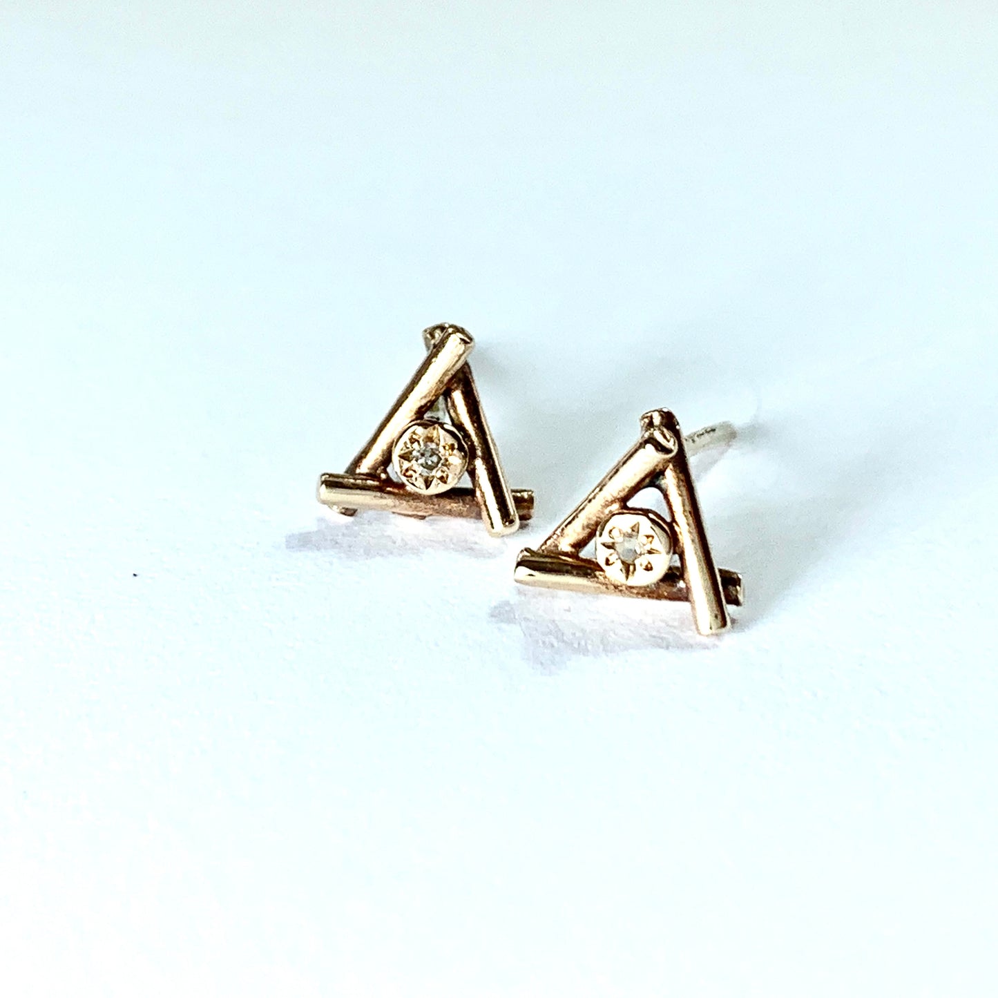 Tiny Star-set Diamond Stud Earrings in 9CT Rose Gold