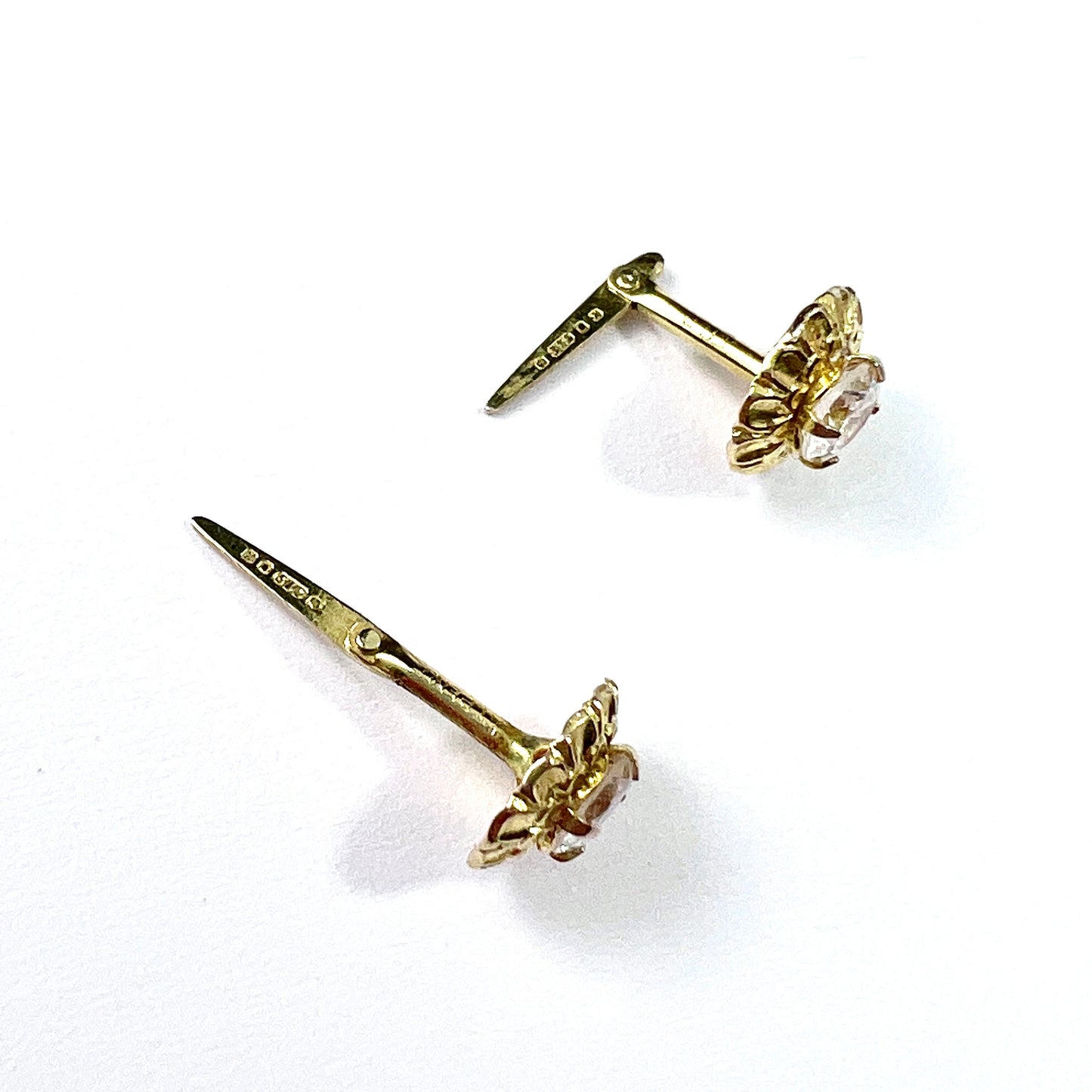 Tiny Vintage Paste 9CT Gold Hinge-back Stud Earrings