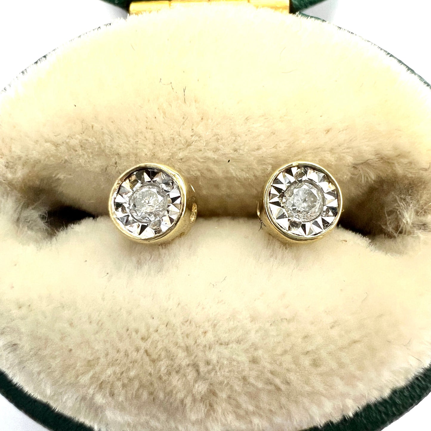Tiny Diamond Illusion Stud Earrings in 9CT Gold