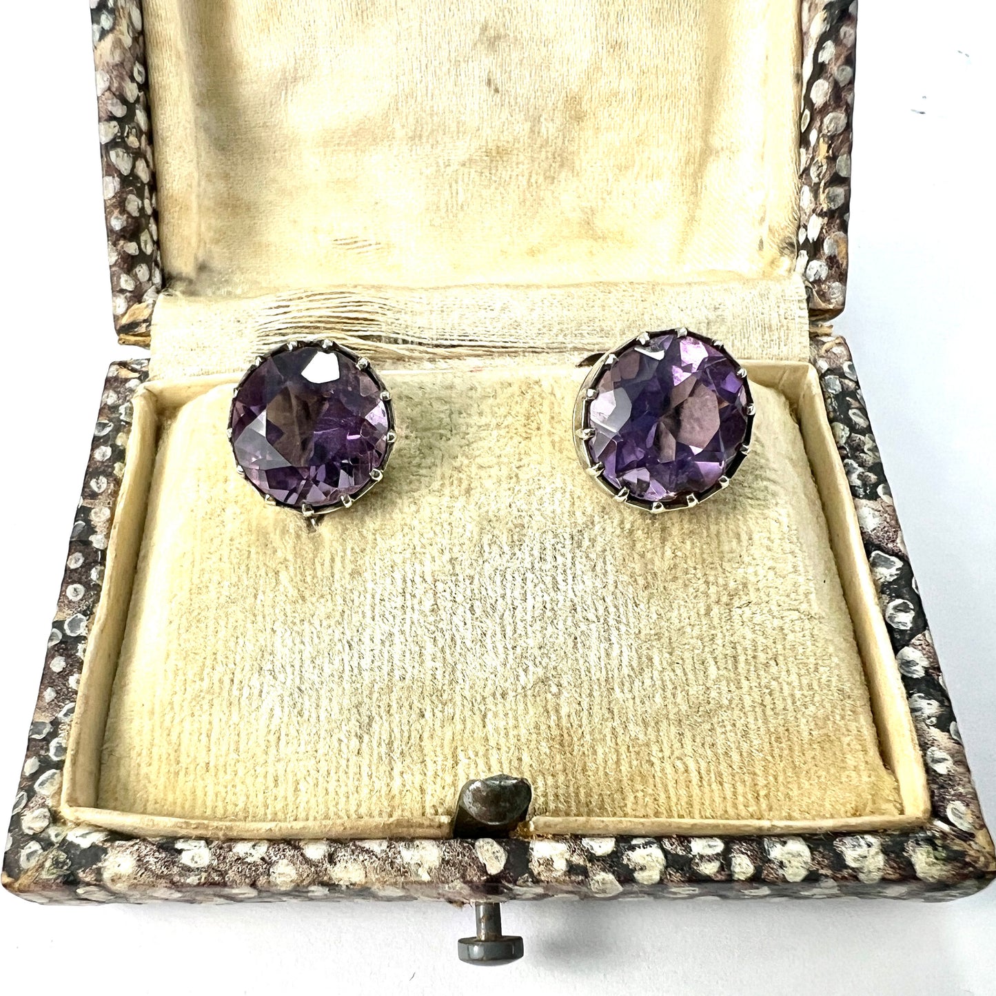Antique Amethyst Silver Screwback Earrings