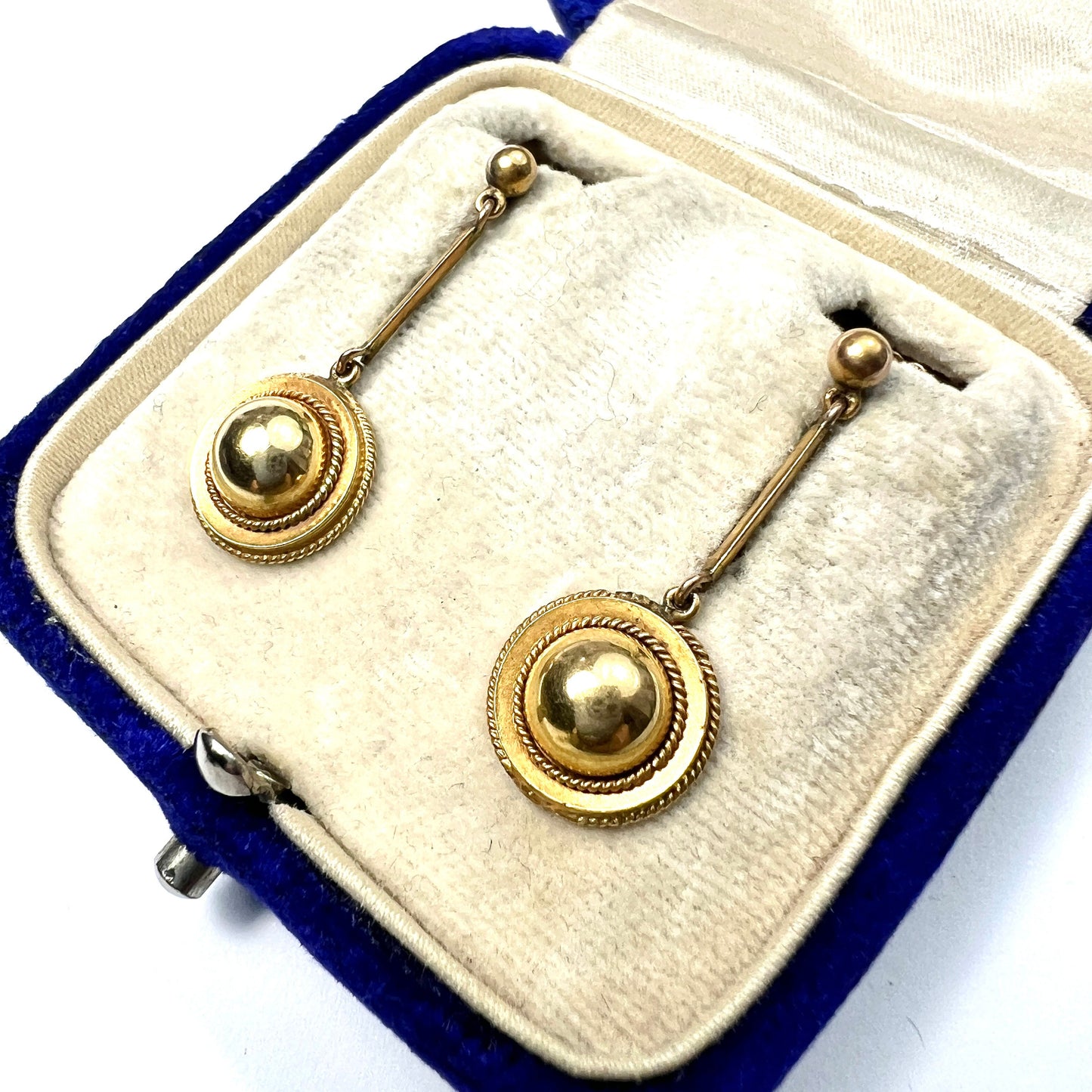 Victorian Gold Dome Drop Screwback Earrings