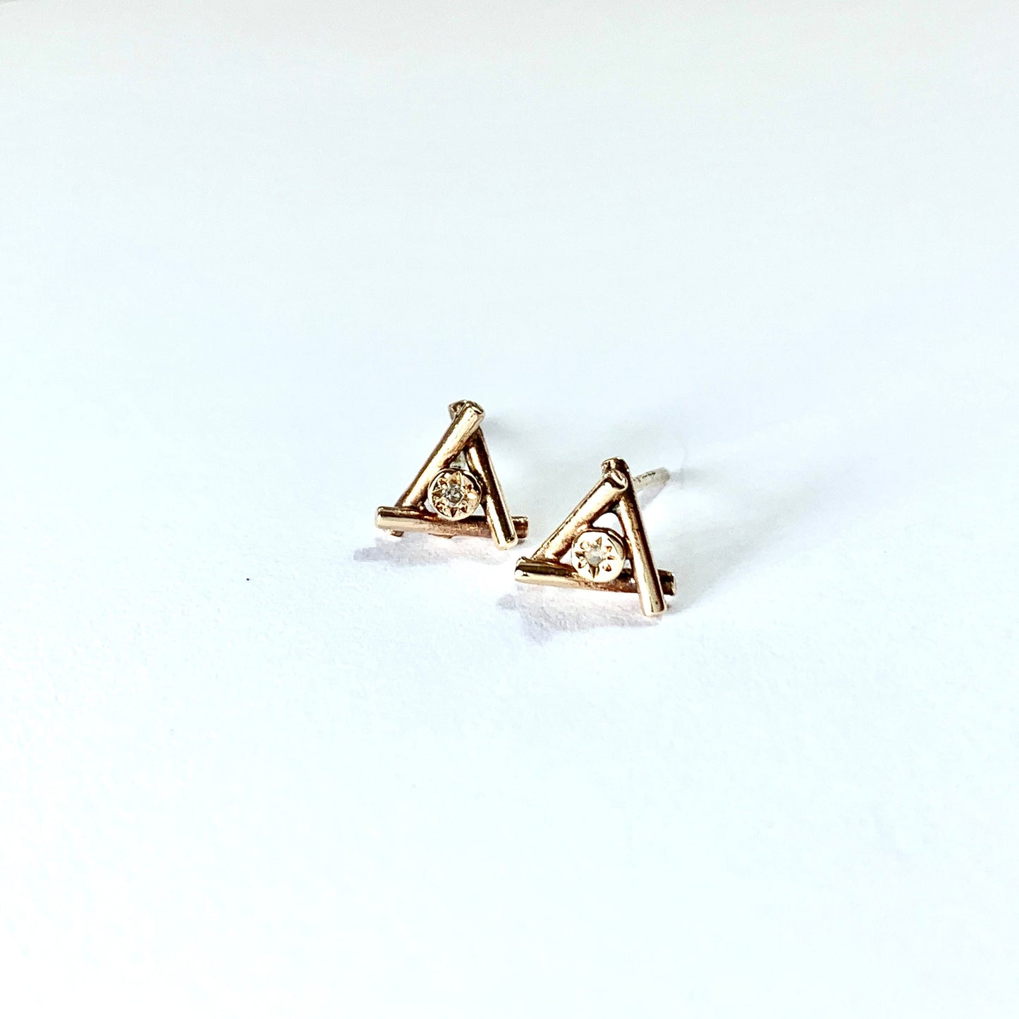 Tiny Star-set Diamond Stud Earrings in 9CT Rose Gold