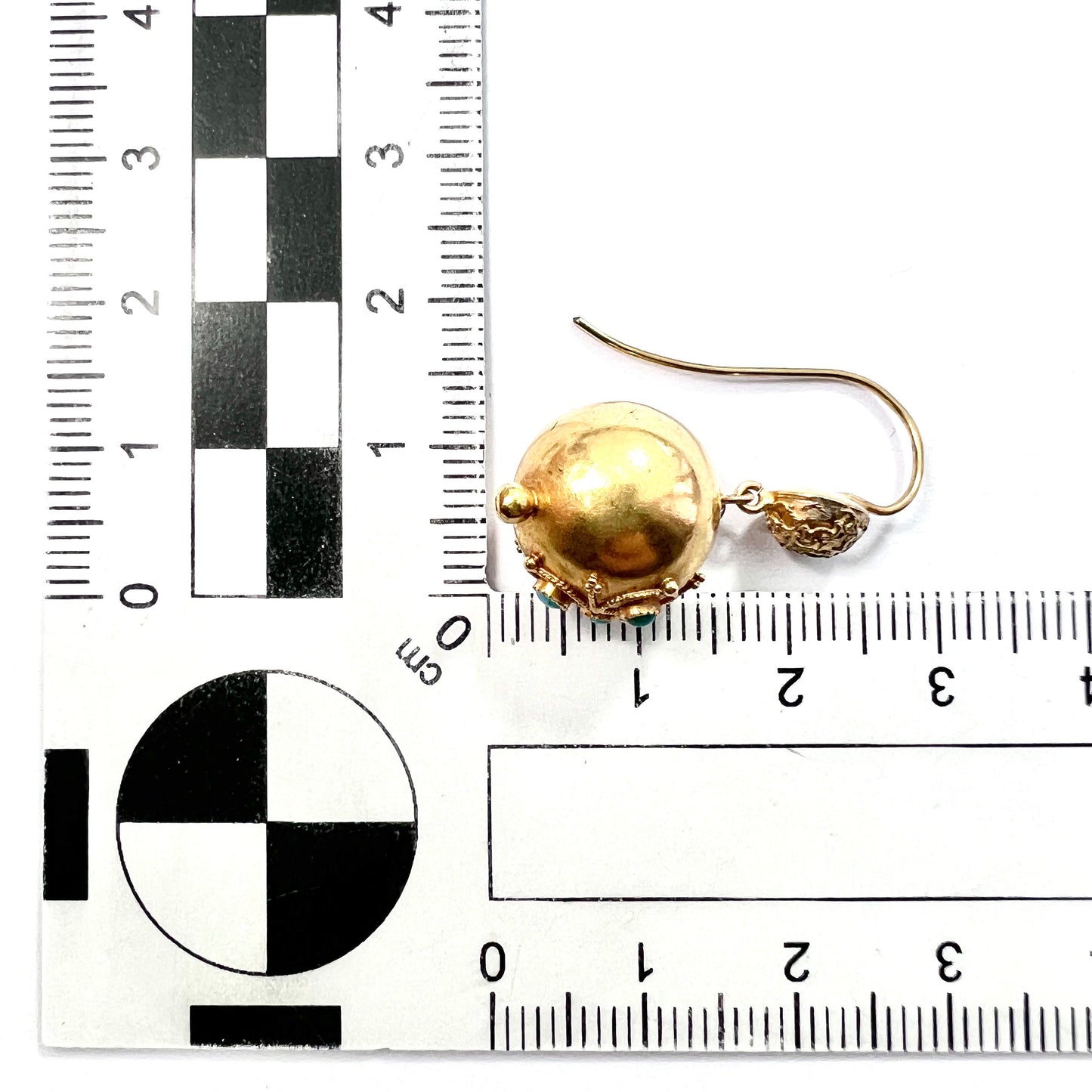 Victorian High Carat Gold Turquoise Orb Earrings