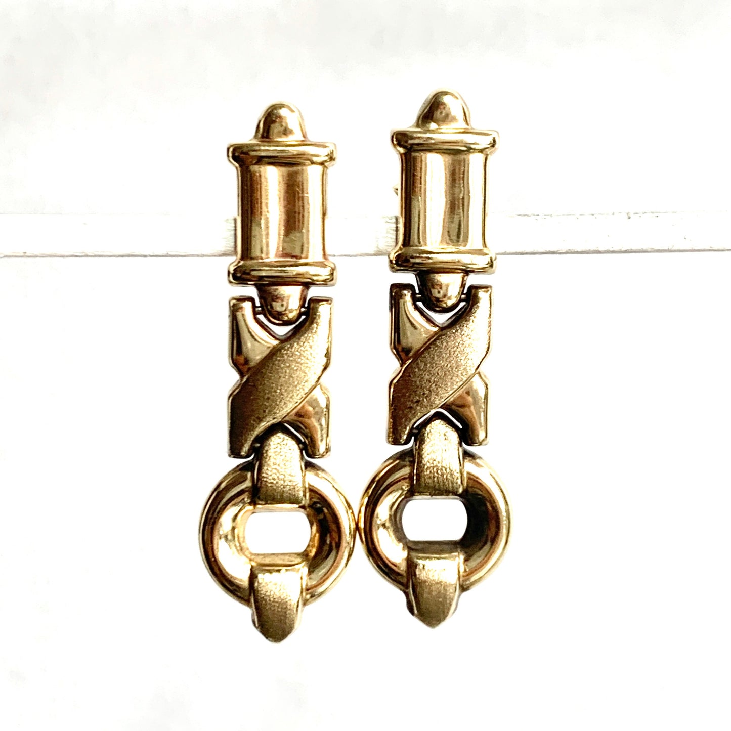 Vintage 9CT Gold Articulated Chain Link Earrings