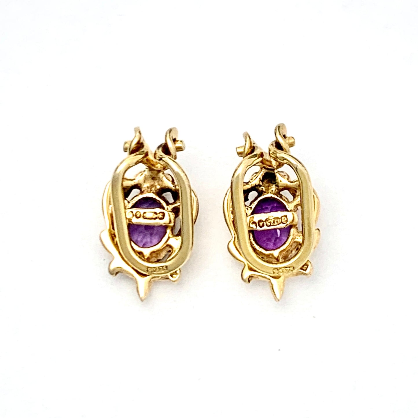 Vintage 9CT Gold Amethyst Ear Clips