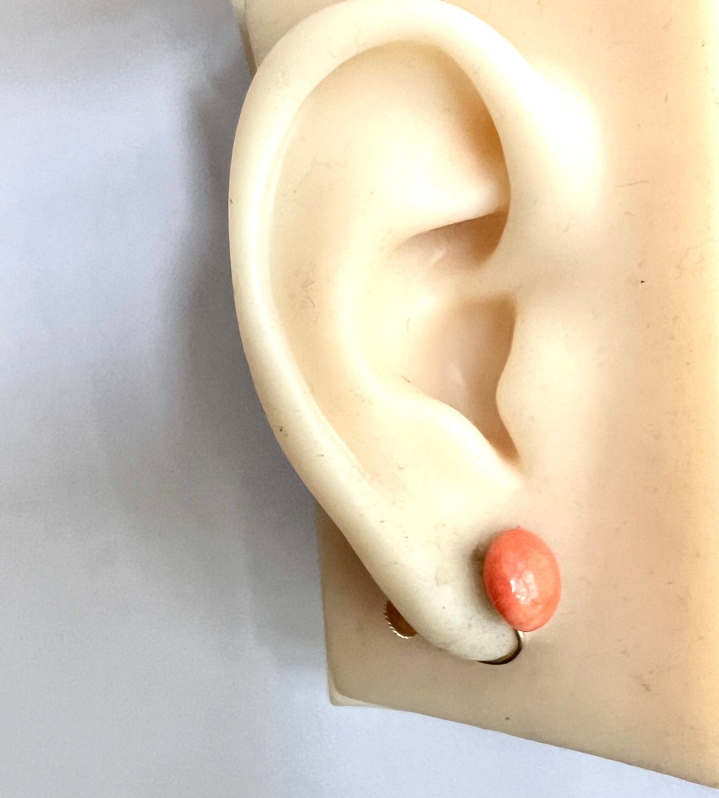 Antique 9CT Gold Coral Screwback Earrings
