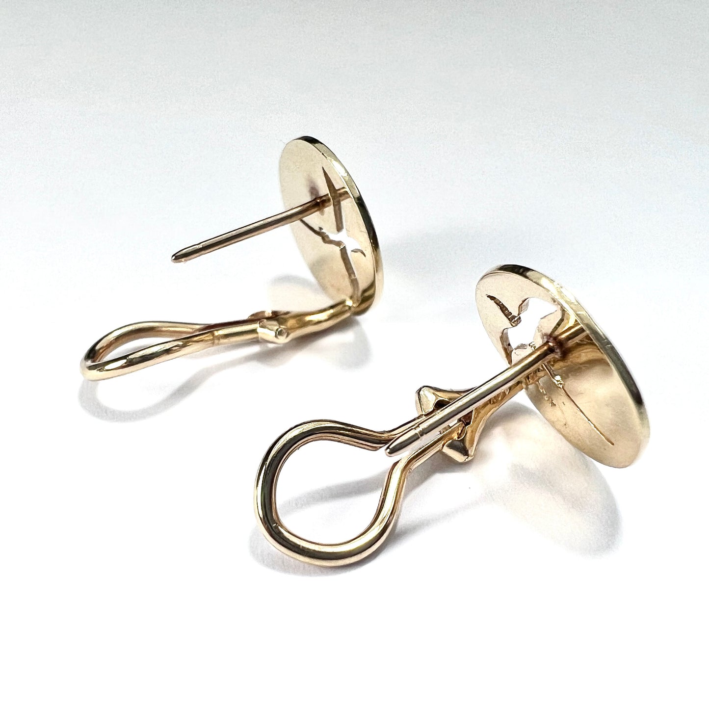 Vintage 14CT Gold Longtail Bird Disc Earrings