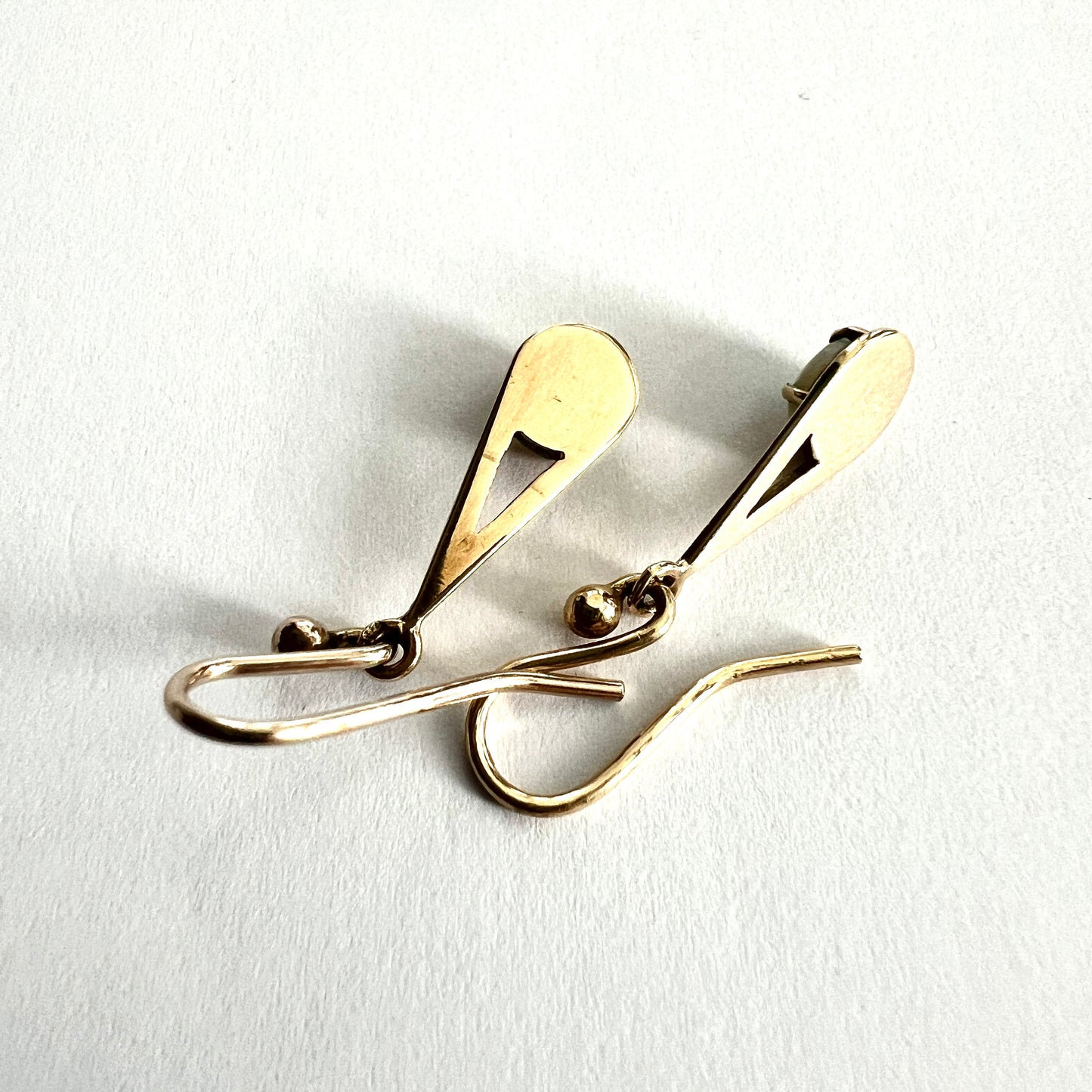 Vintage 9CT Gold Opal Teardrop Earrings