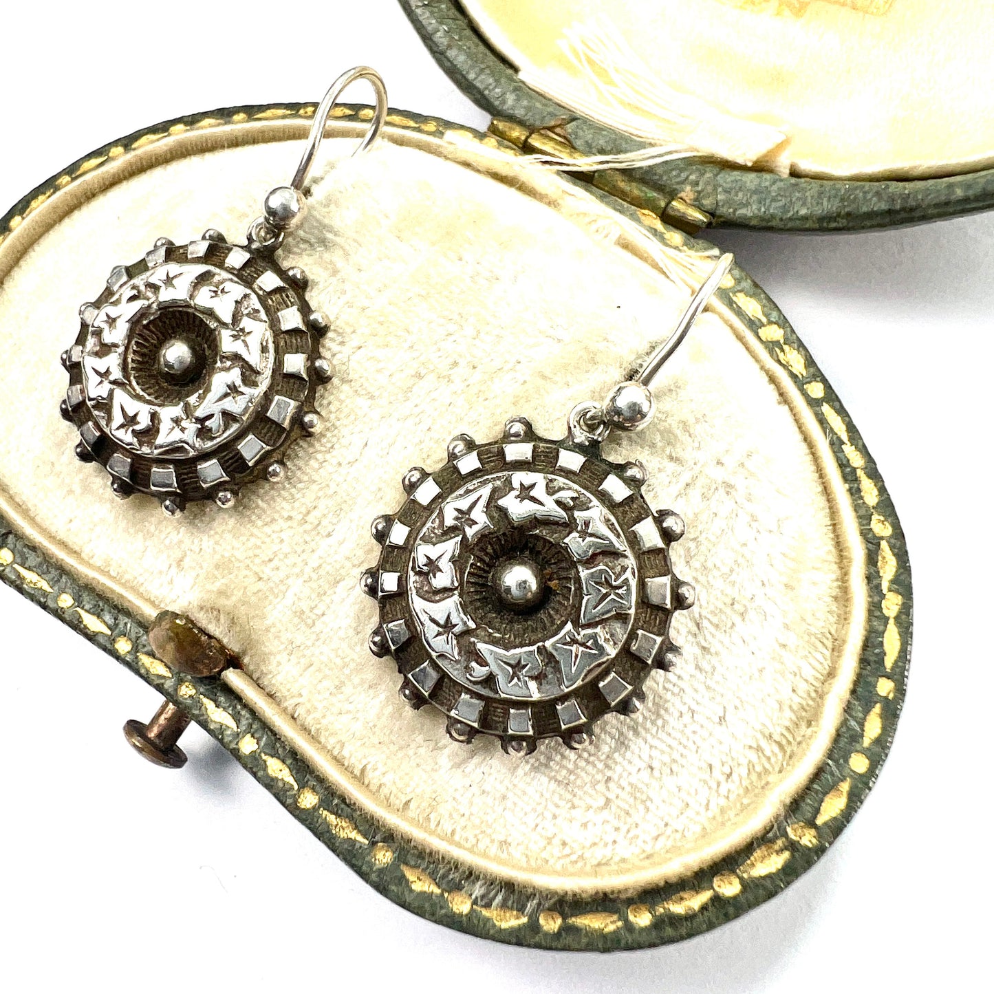 Victorian Aesthetic Period Silver Ivy Leaf Earrings