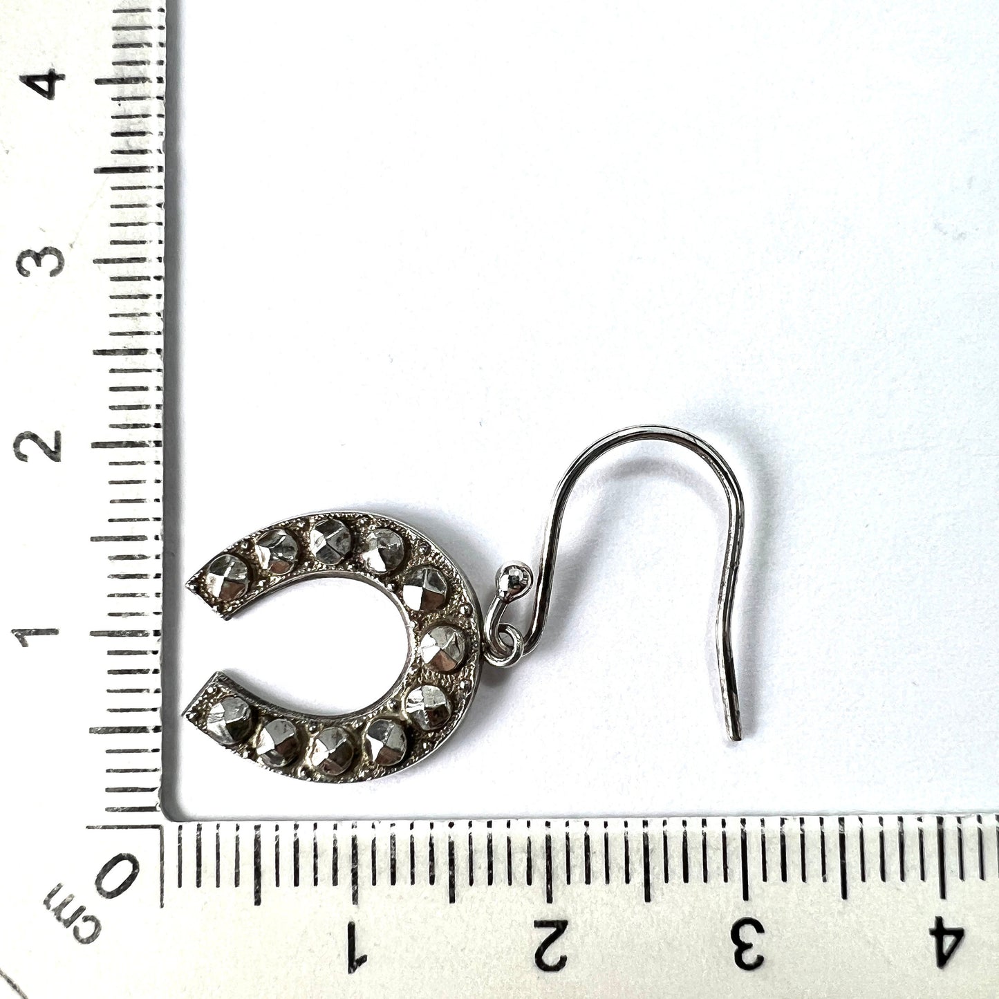 Single Earring • Victorian Silver Studded Lucky Horseshoe
