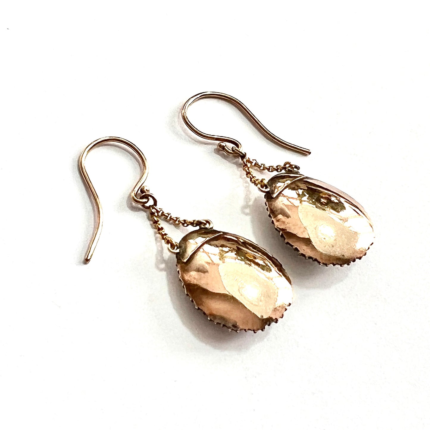 Georgian Diamond and Pearl Blue Enamel Chain Drop Earrings