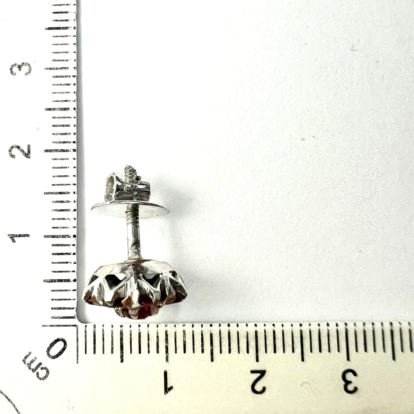 Vintage 18CT White Gold Ruby Cluster Stud Earrings