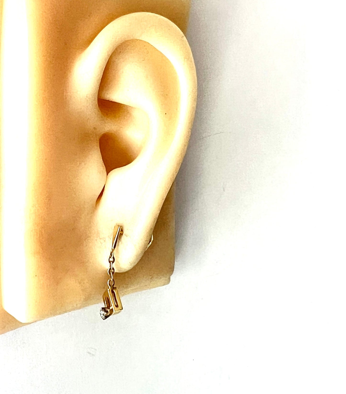 Vintage 9CT Gold Diamond Chain Drop Earrings