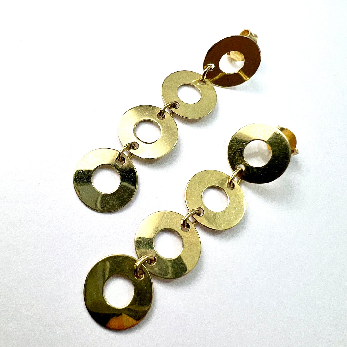 Vintage 9CT Gold Disc Chain Earrings
