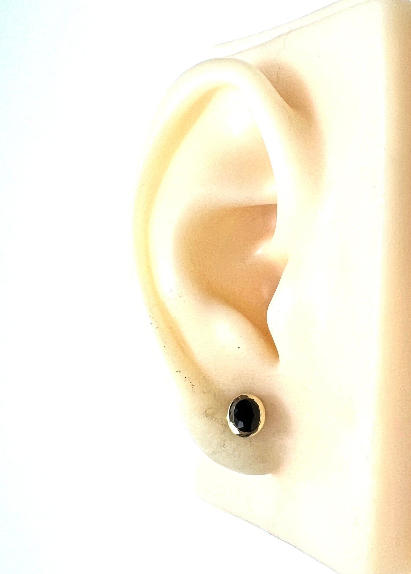 Vintage Sapphire 14CT Gold Oval Stud Earrings