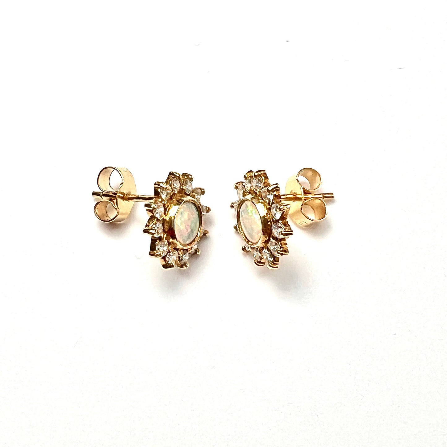 Mappin & Webb Boxed Vintage 18CT Gold Diamond and Opal Sunburst Studs