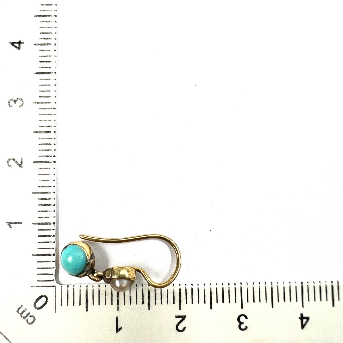Victorian Gold Turquoise and Pearl Drop Earrings