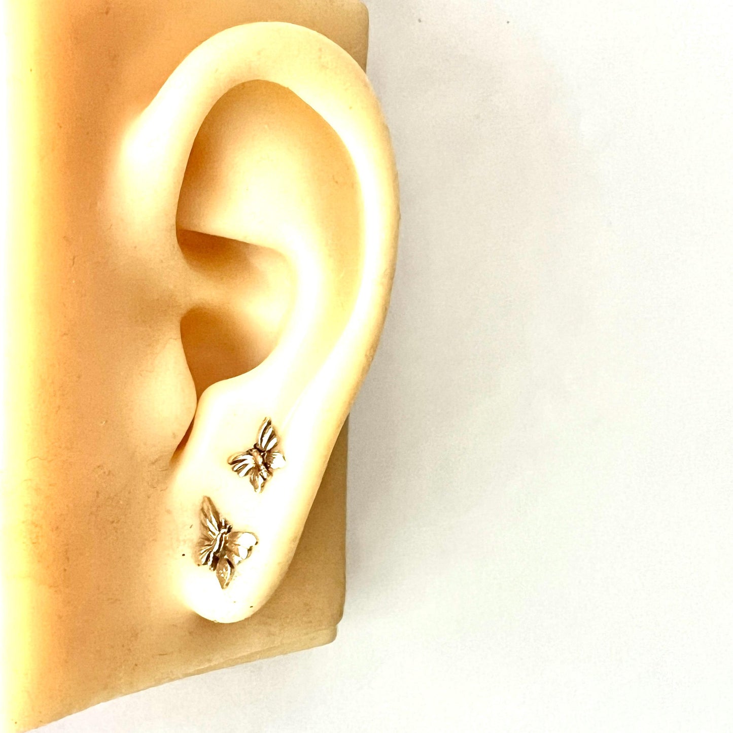 Trio of Vintage 9CT Gold Butterfly Stud Earrings
