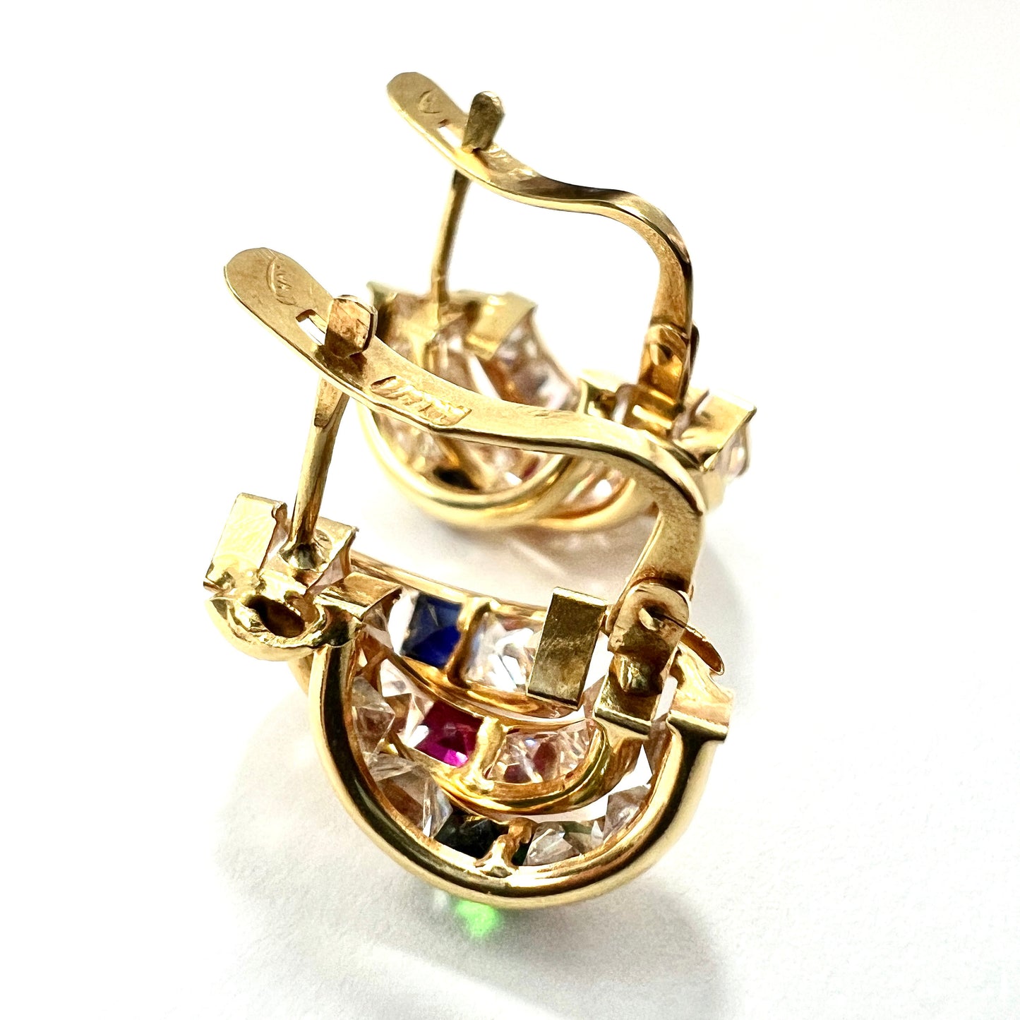 Vintage 18CT Gold Triple Hoop Huggie Earrings
