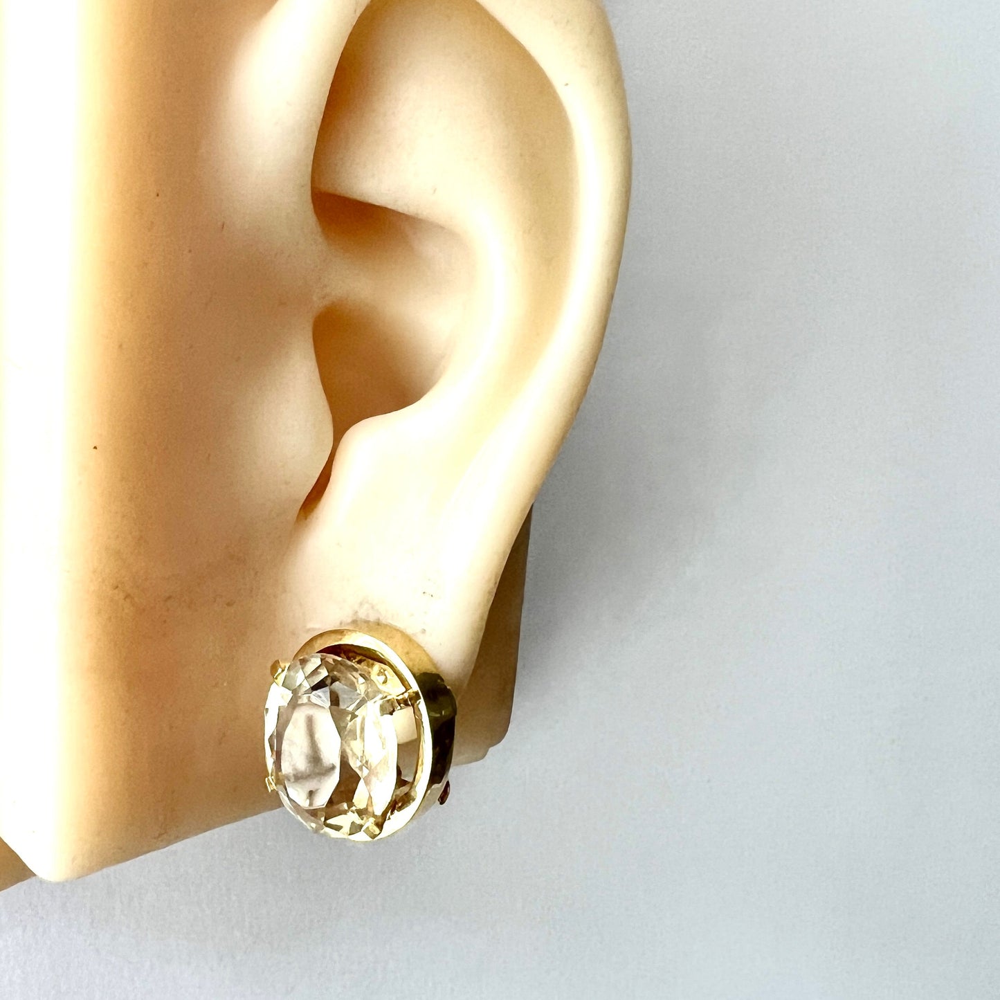 Vintage 18CT Gold Citrine Omega Earrings
