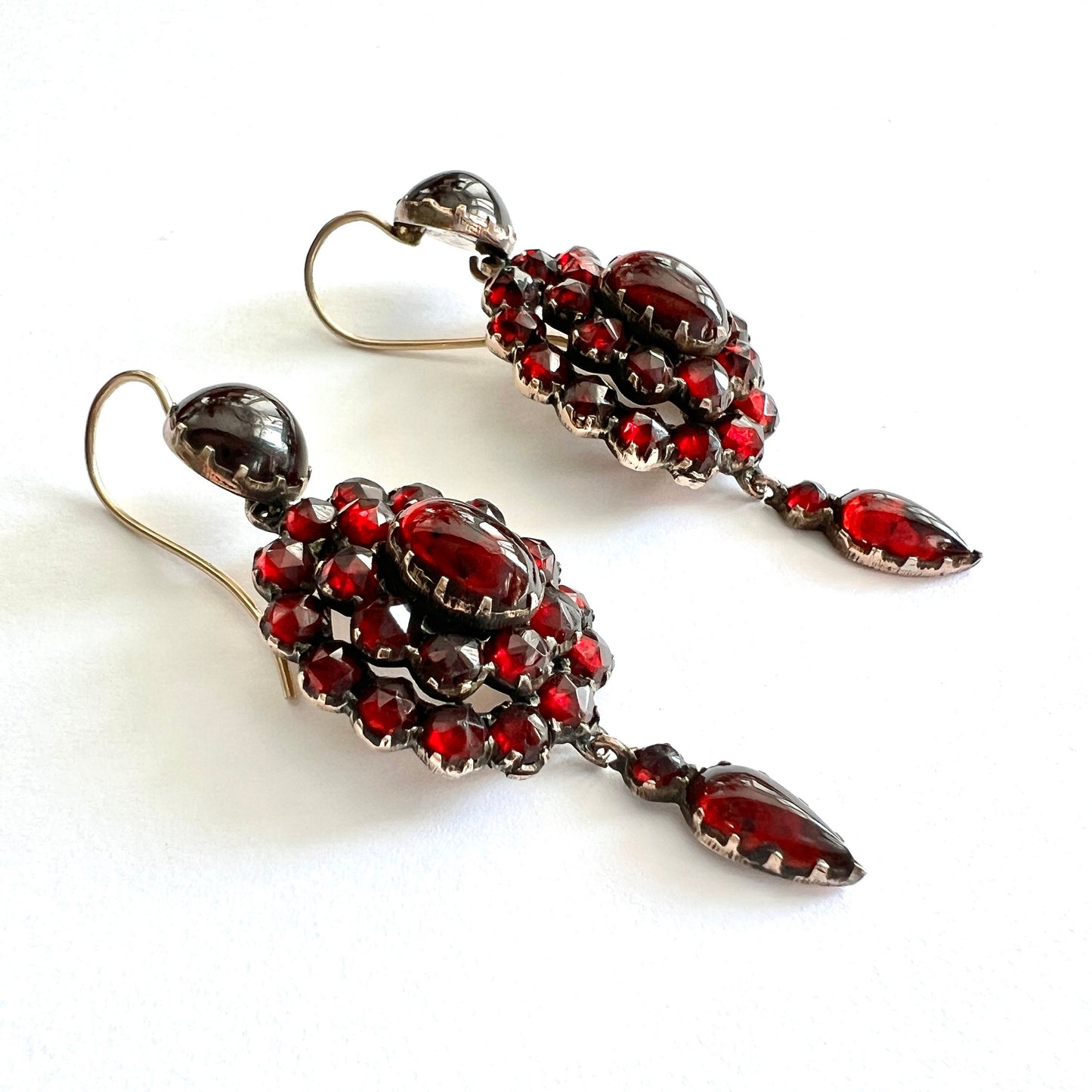 Victorian 9CT Gold Bohemian Garnet Chandelier Earrings
