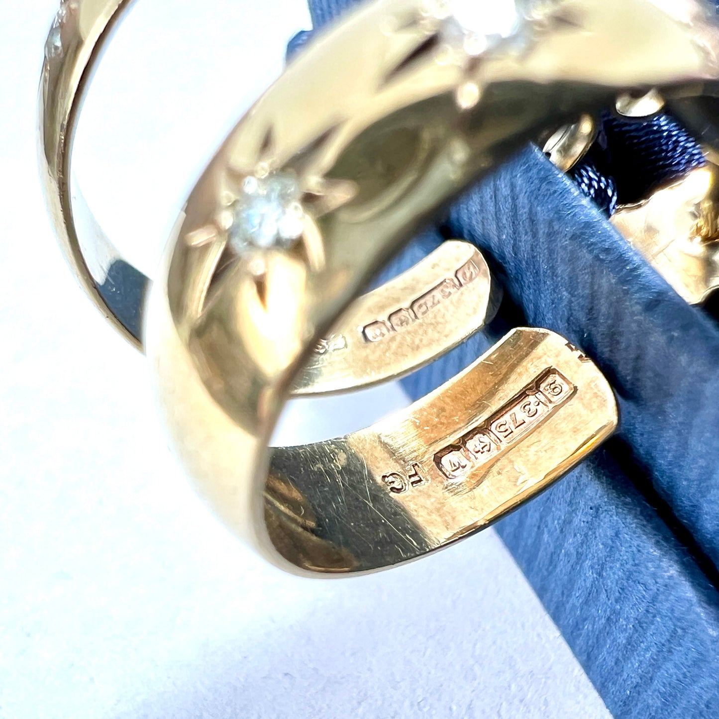 Rare Vintage Star-set Diamond 9CT Gold Hoop Earrings