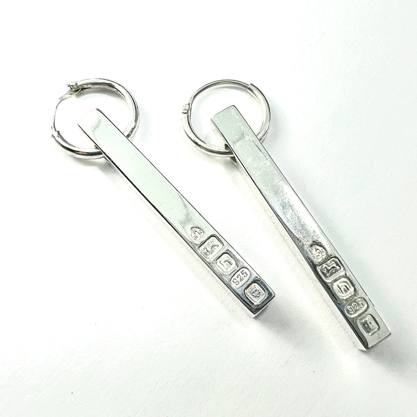 Vintage Sterling Silver Hallmark Ingot Earrings