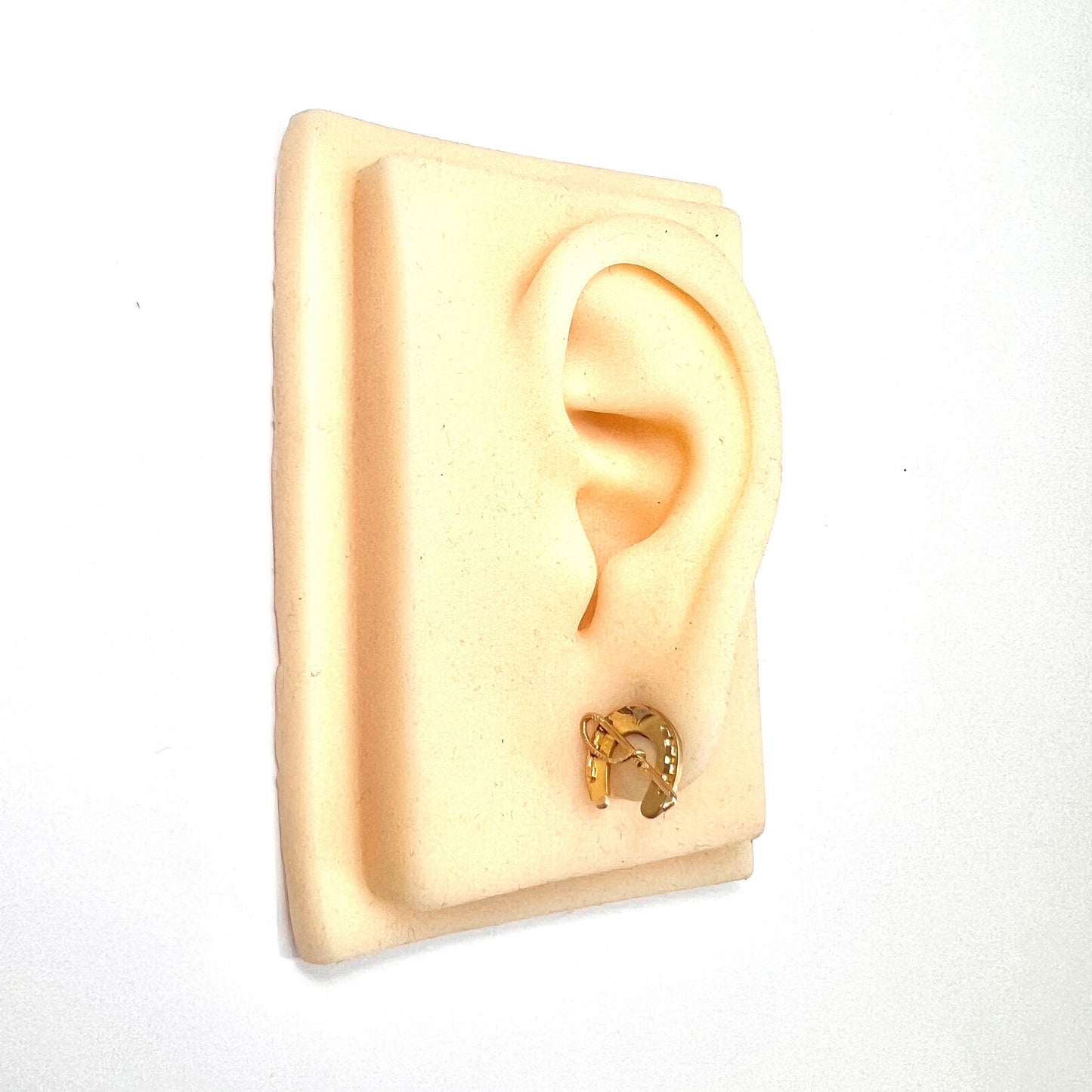 Victorian Lucky Horseshoe and Crop Solid Gold Stud Earrings