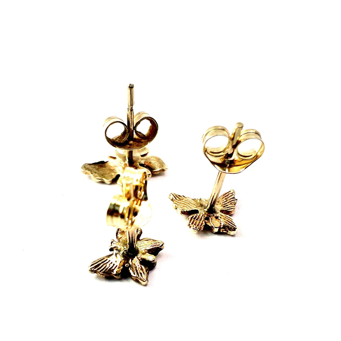 Trio of Vintage 9CT Gold Butterfly Stud Earrings
