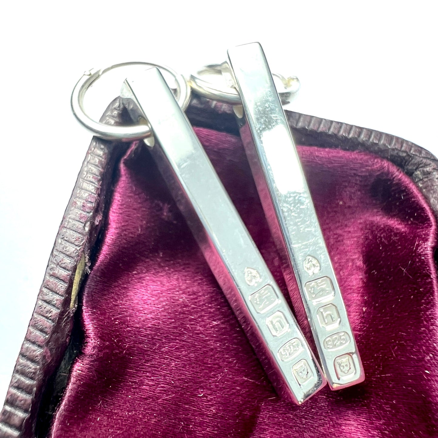 Vintage Sterling Silver Hallmark Ingot Earrings
