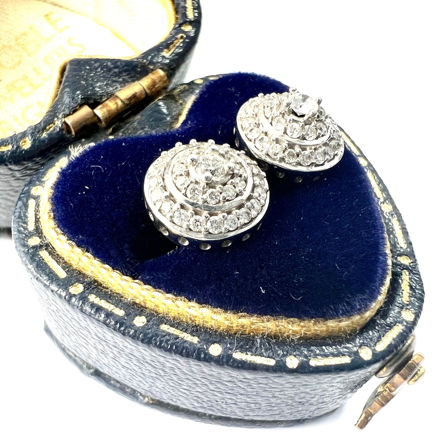 Vintage Diamond 9CT White Gold Target Stud Earrings