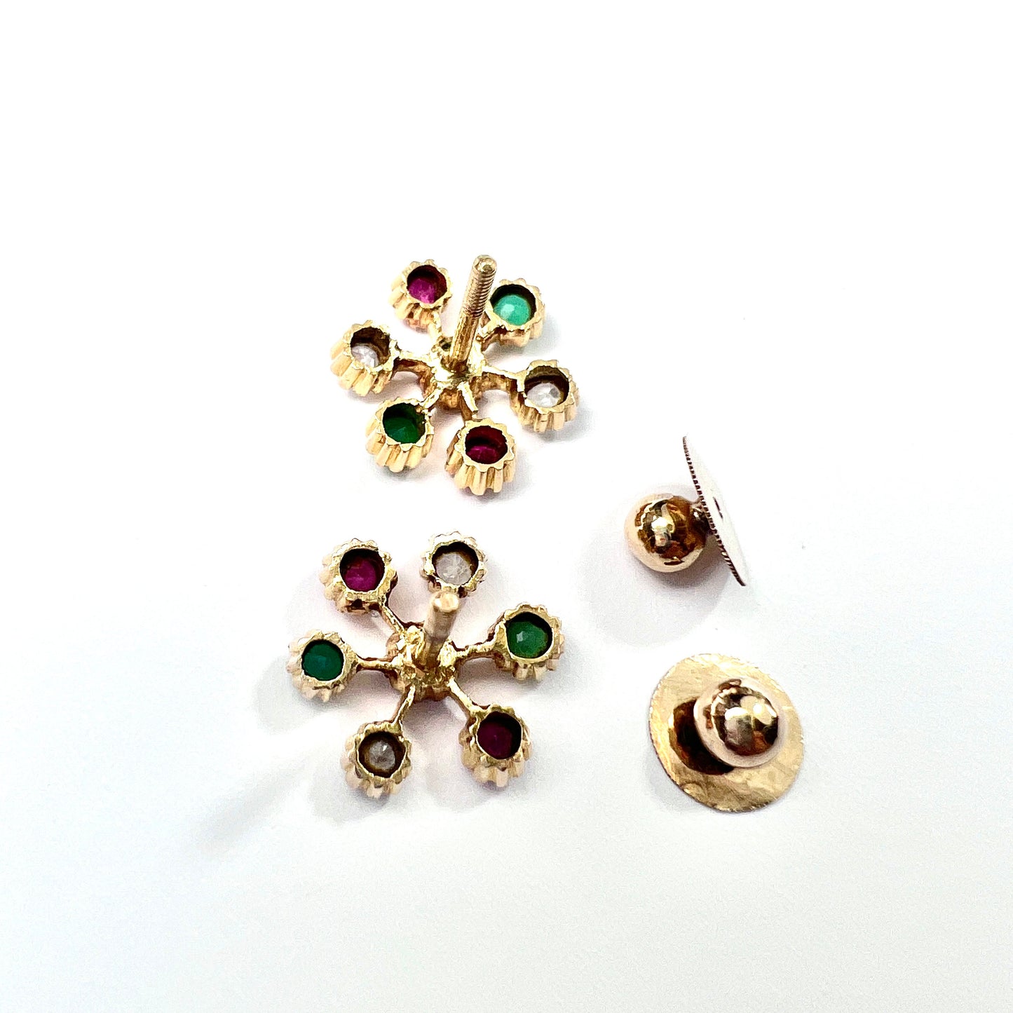 Vintage 18CT Gold Gemstone Sputnik Earrings