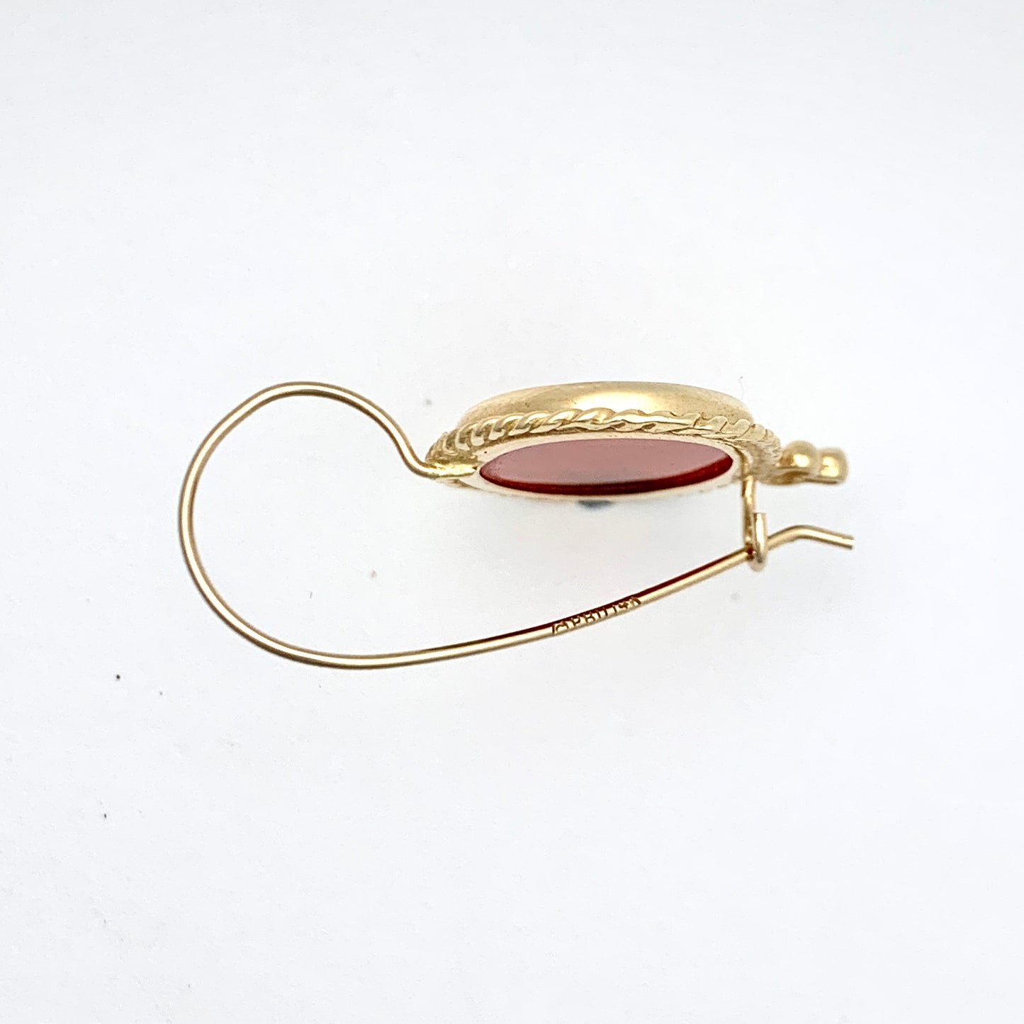 Vintage Winged Horse Carnelian Intaglio 14CT Gold Earrings