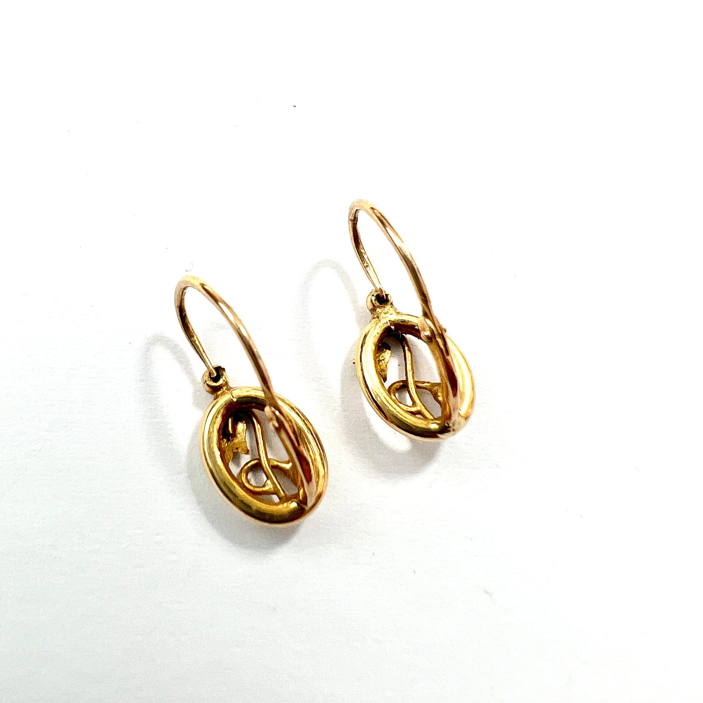 Victorian Art Nouveau 9CT Gold Pearl Flower Dormeuse Earrings