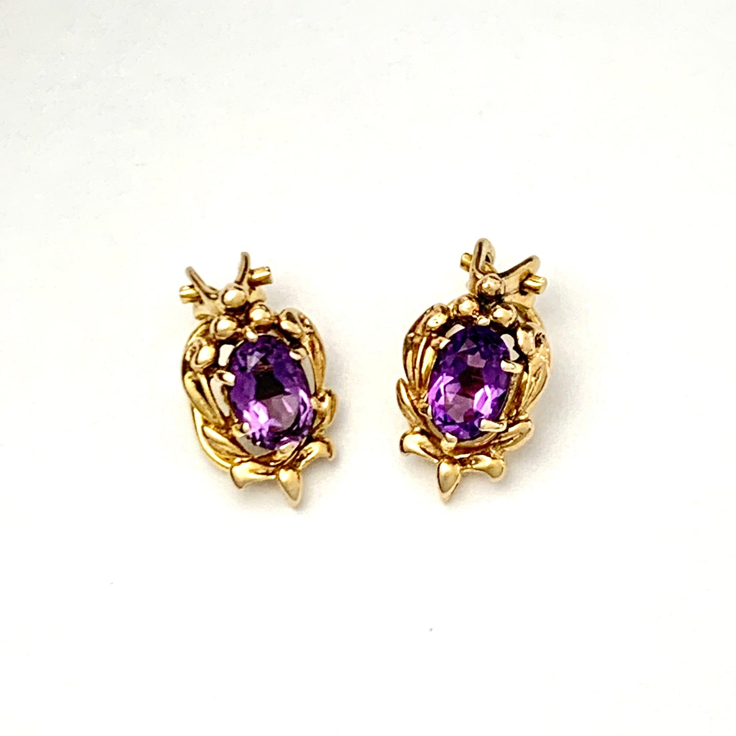 Vintage 9CT Gold Amethyst Ear Clips