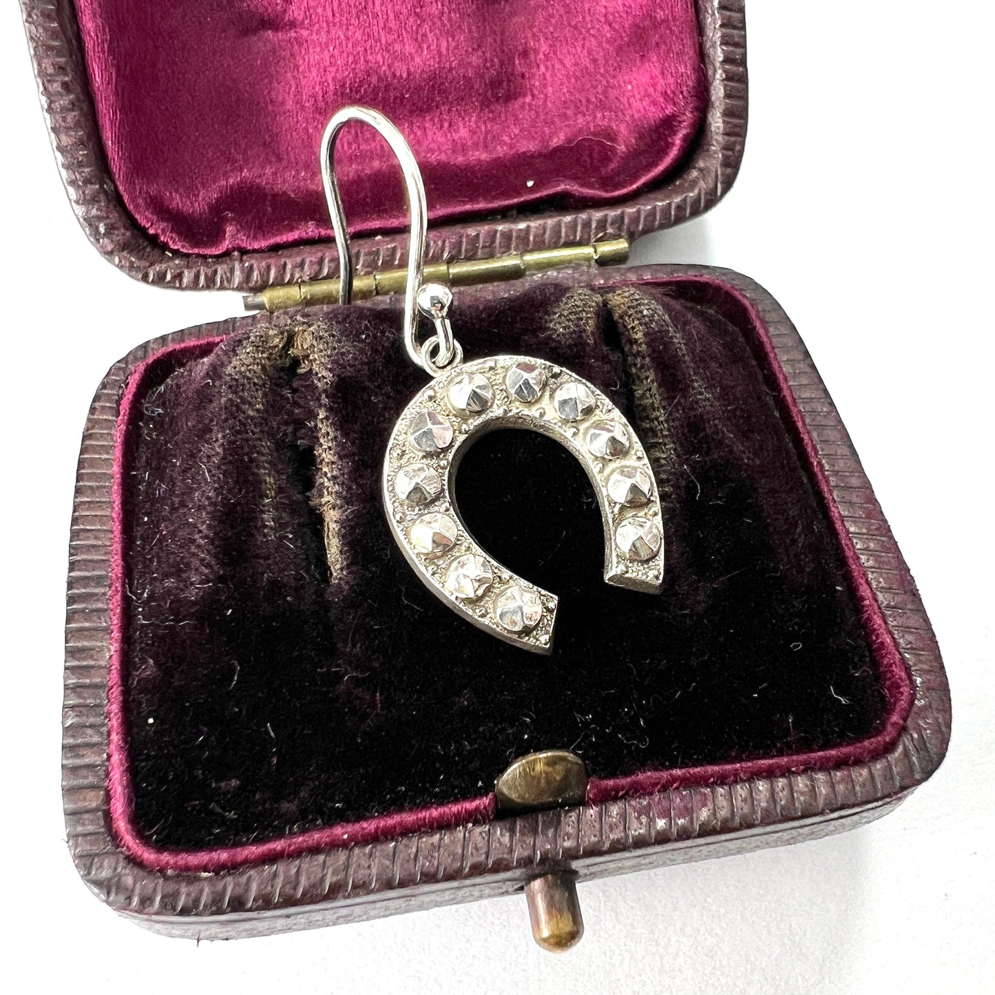 Single Earring • Victorian Silver Studded Lucky Horseshoe