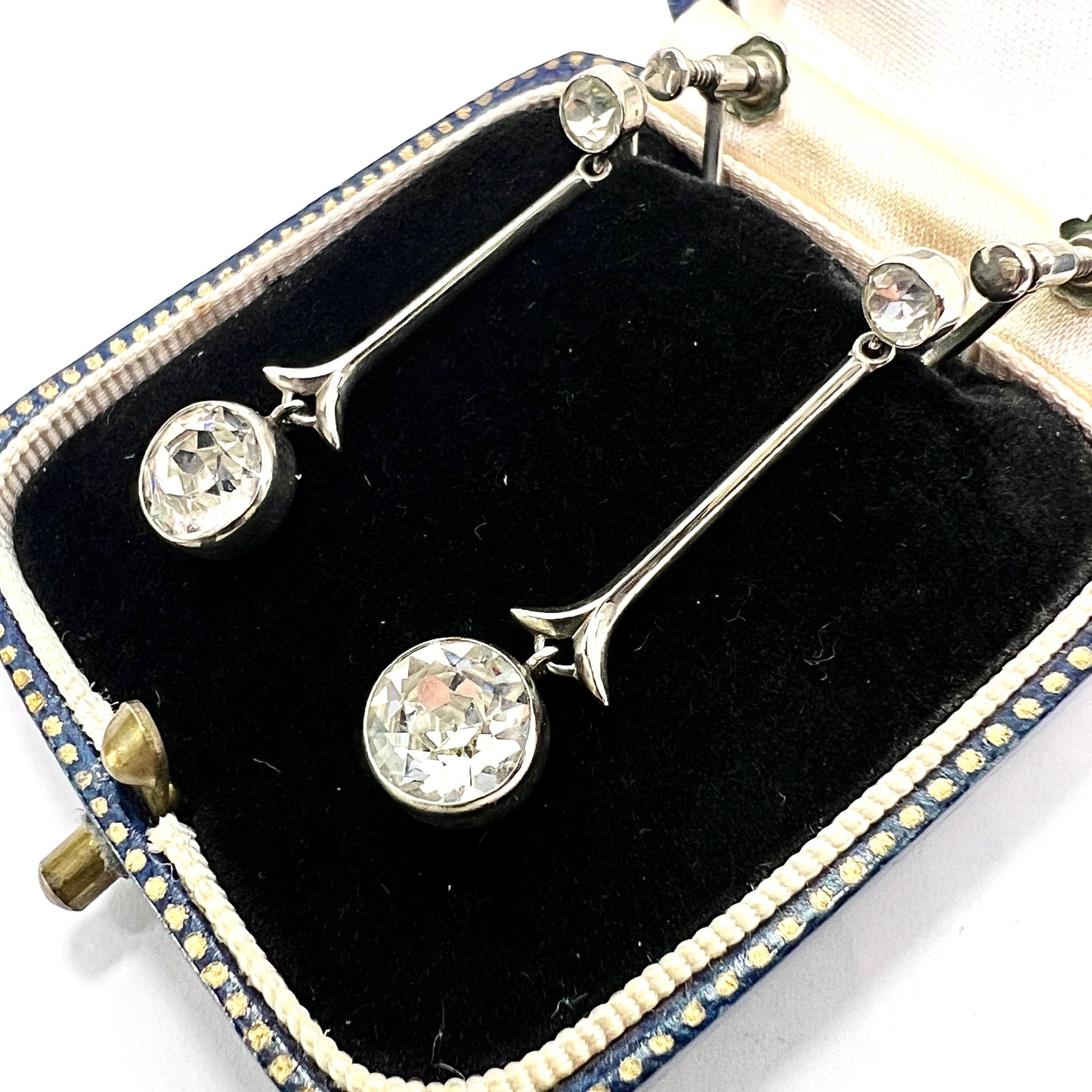 Vintage Art Deco Paste Screwback Drop Earrings