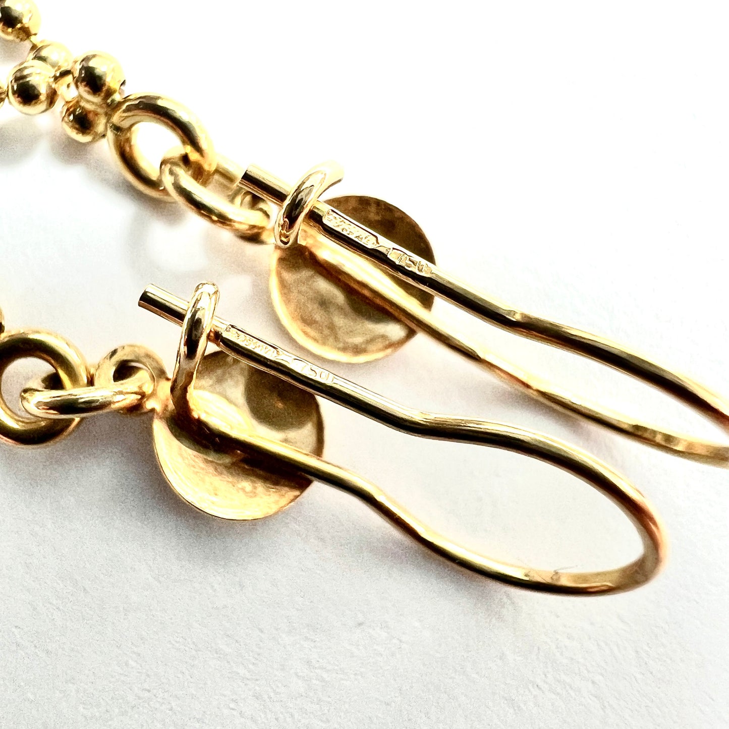 Vintage Solid 18CT Gold Modernist Fringe Drop Earrings
