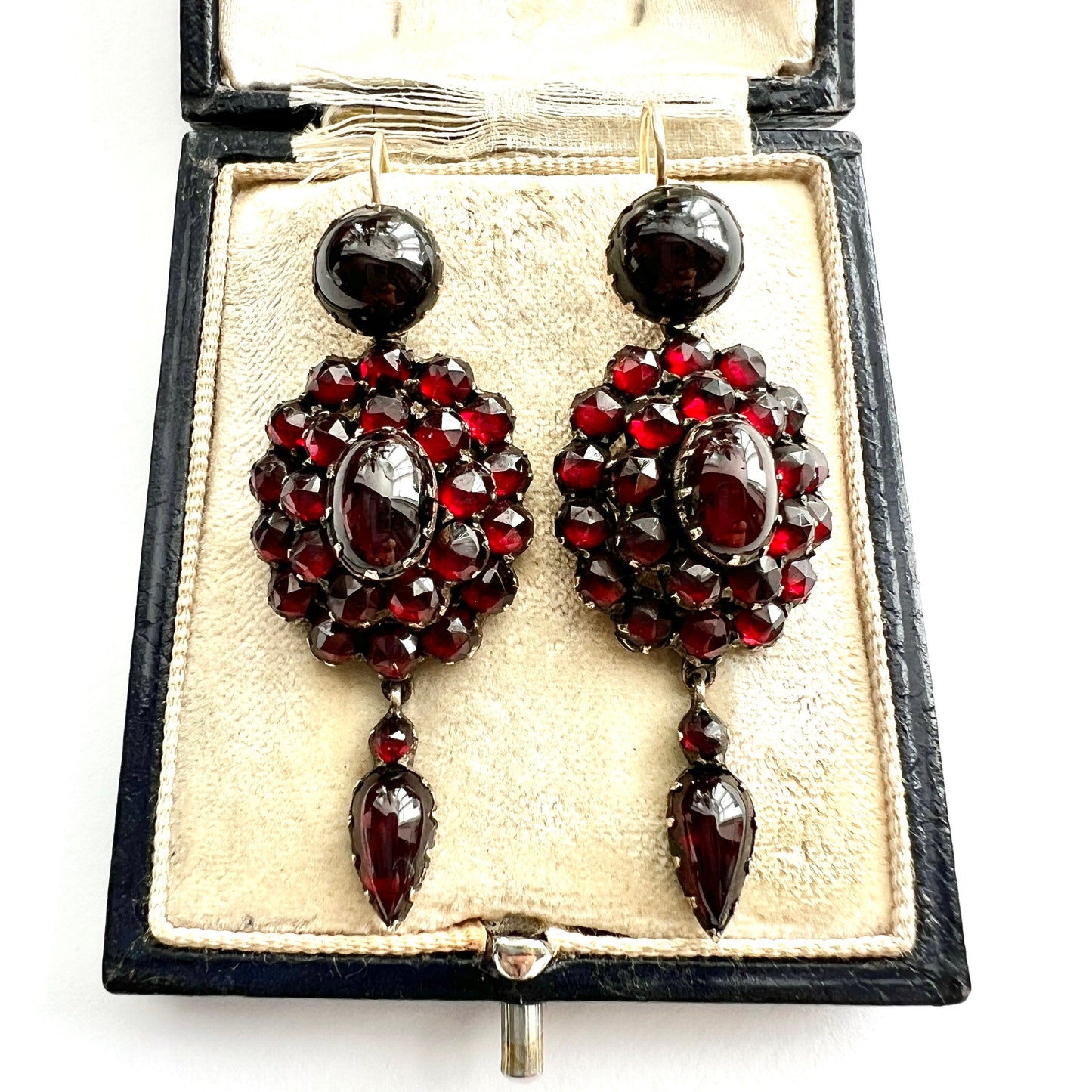 Victorian 9CT Gold Bohemian Garnet Chandelier Earrings