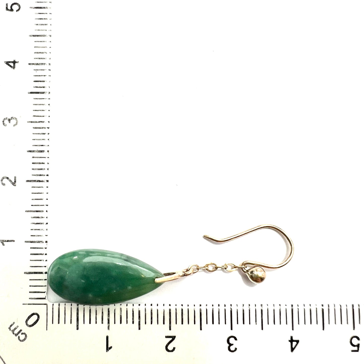 Edwardian 9CT Gold Jade Chain Drop Earrings