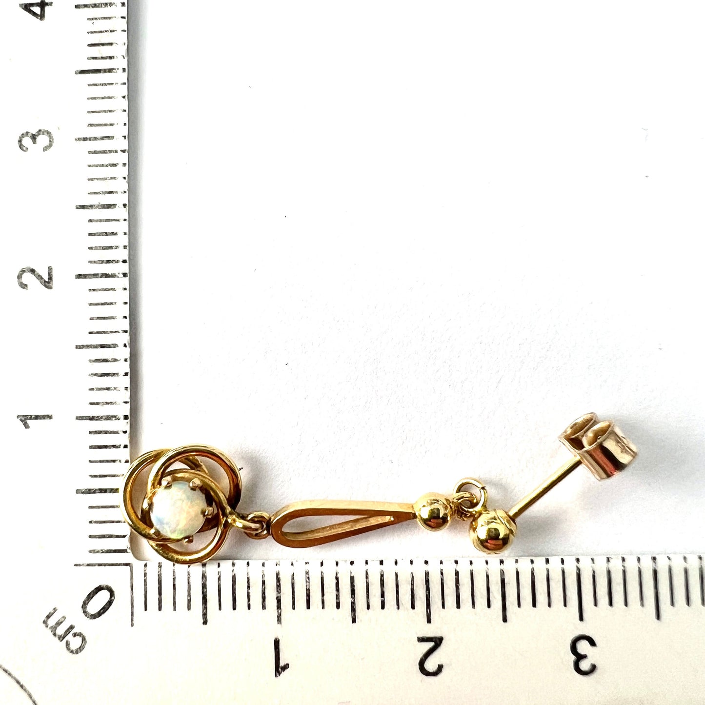 Vintage 9CT Gold Knot Opal Teardrop Earrings