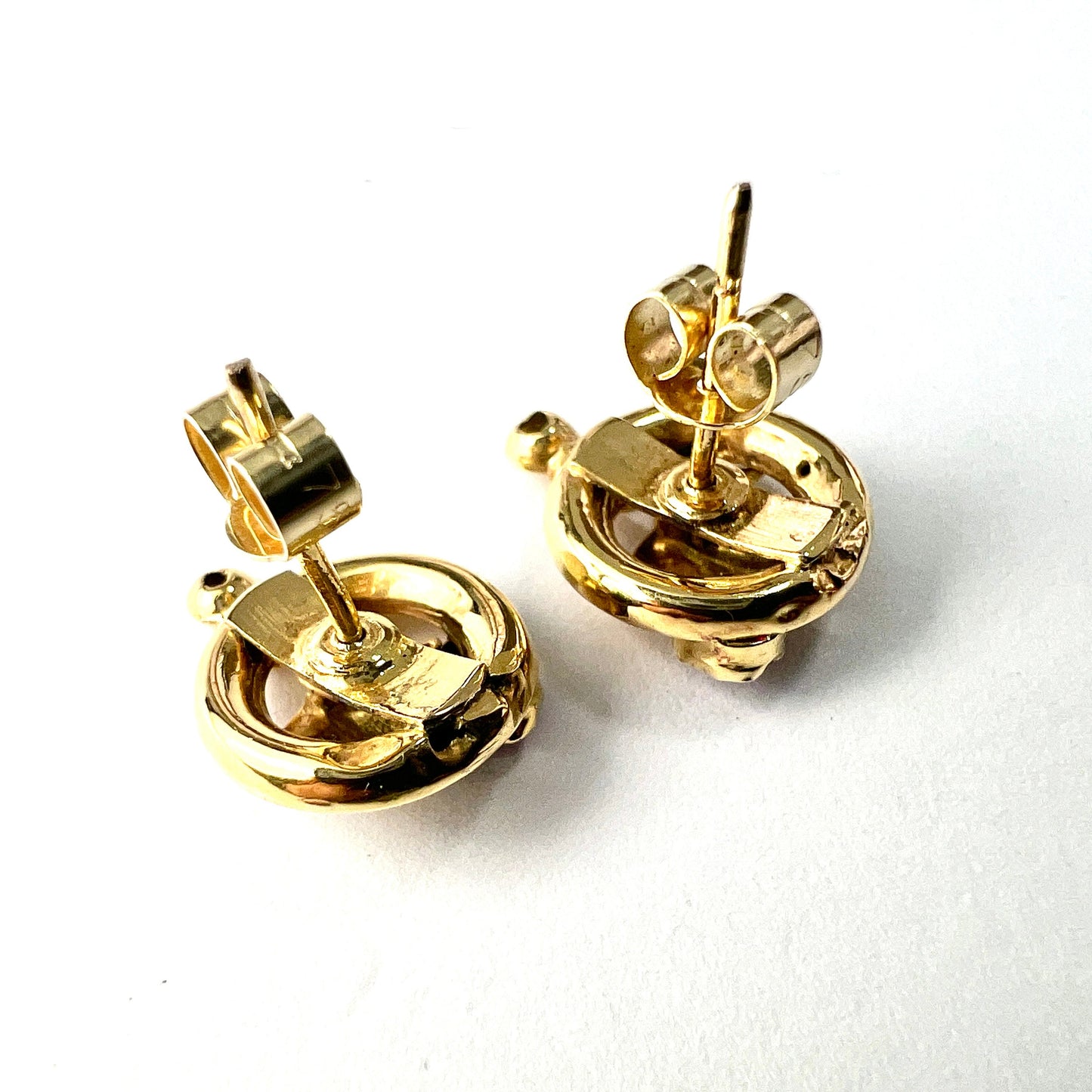 Victorian 18CT Gold Ruby Vine Leaf Stud Earrings